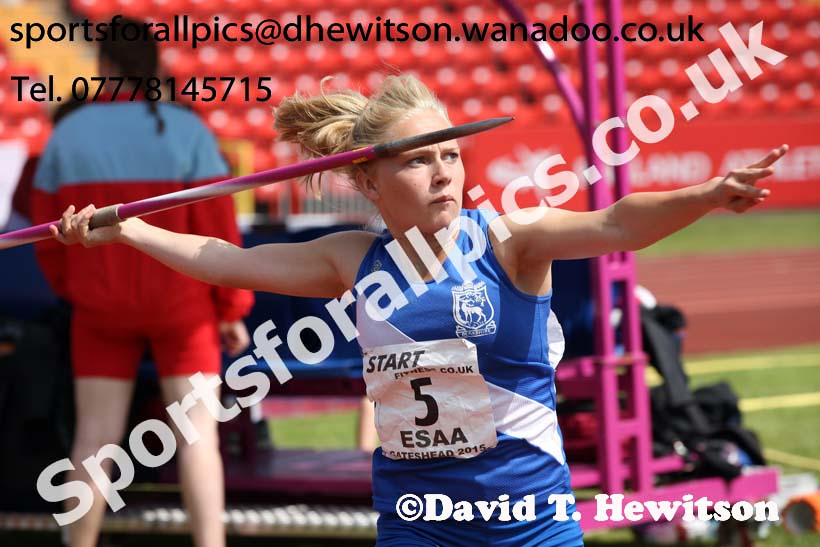 Senior girls javelin, 2015 English Schools, Gateshead. Photo: David T. Hewitson/Sports for All Pics